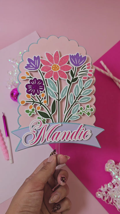 Wildflowers Cake topper, Flowers Cake topper, wildflowers, first birthday decor