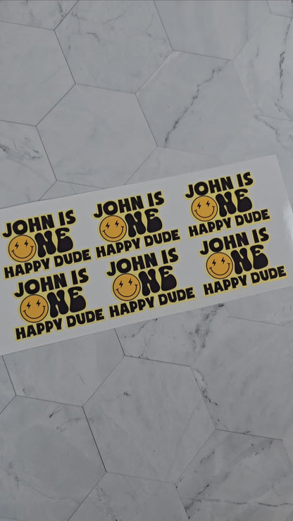 One happy dude Stickers for cups, one happy dude waterproof stickers