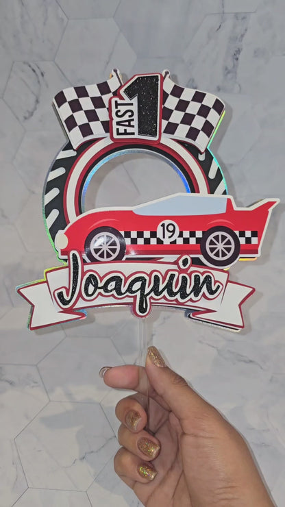 Race Car Cake topper, One fast birthday, Race cars Fast one party theme