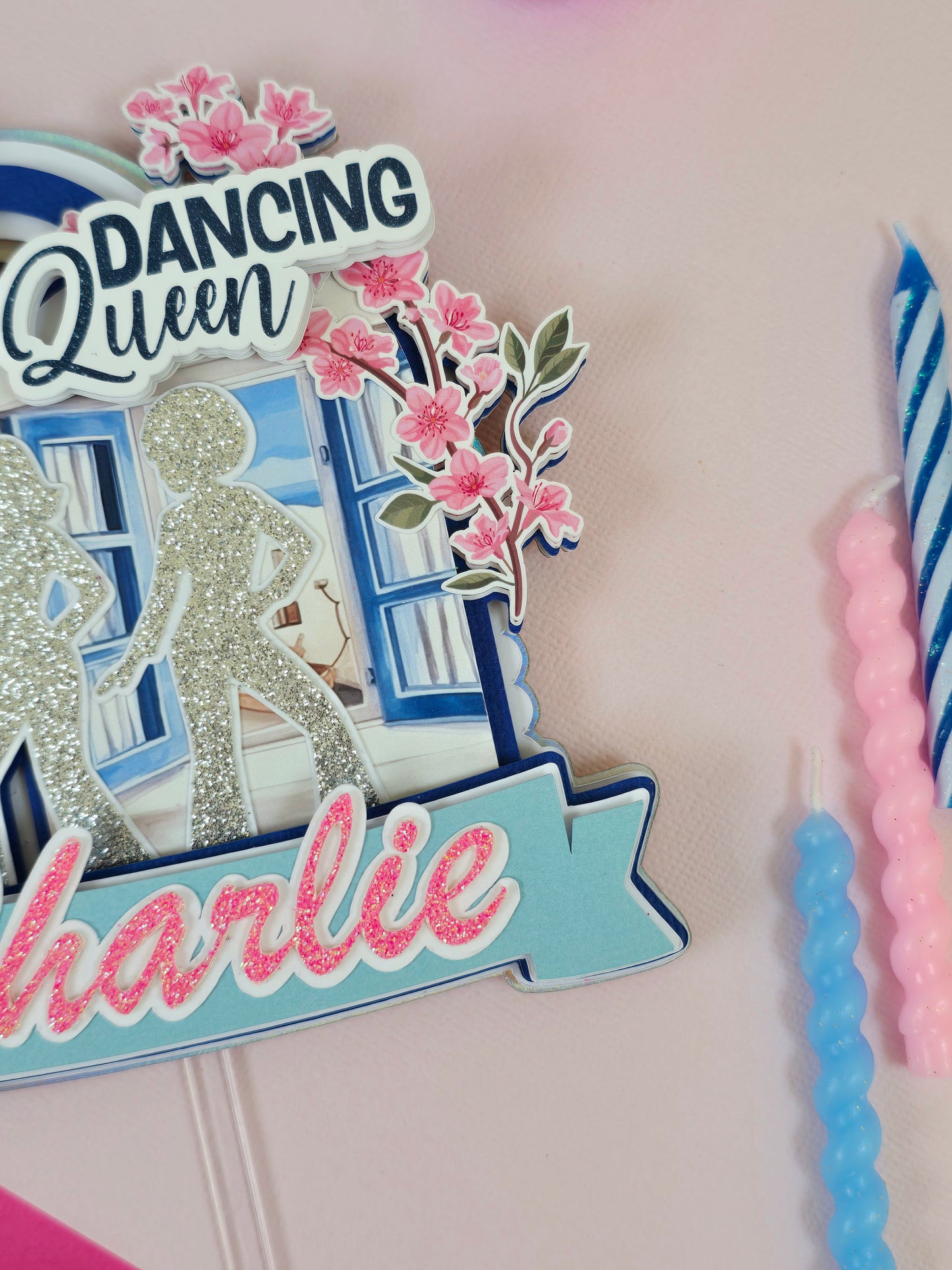 Mamma mia inspiredcake topper, Dancing queen Cake topper, Greek cake topper