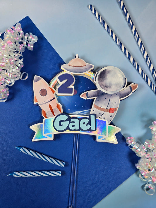 Two the moon Cake topper, Space birthday theme, Astronaut Cake topper