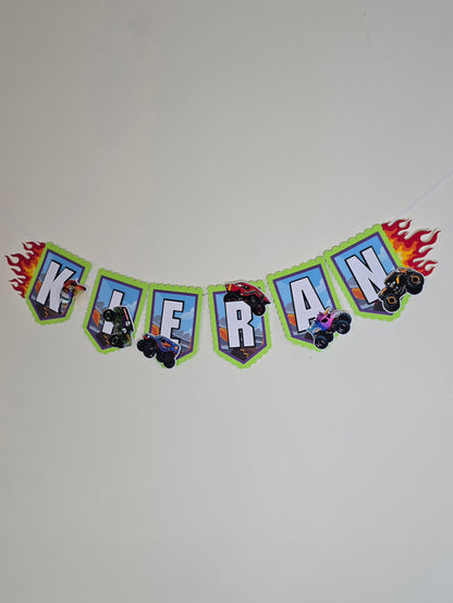 Monster Jam banner, Monster Jam theme banner, Monster Jam party decoration