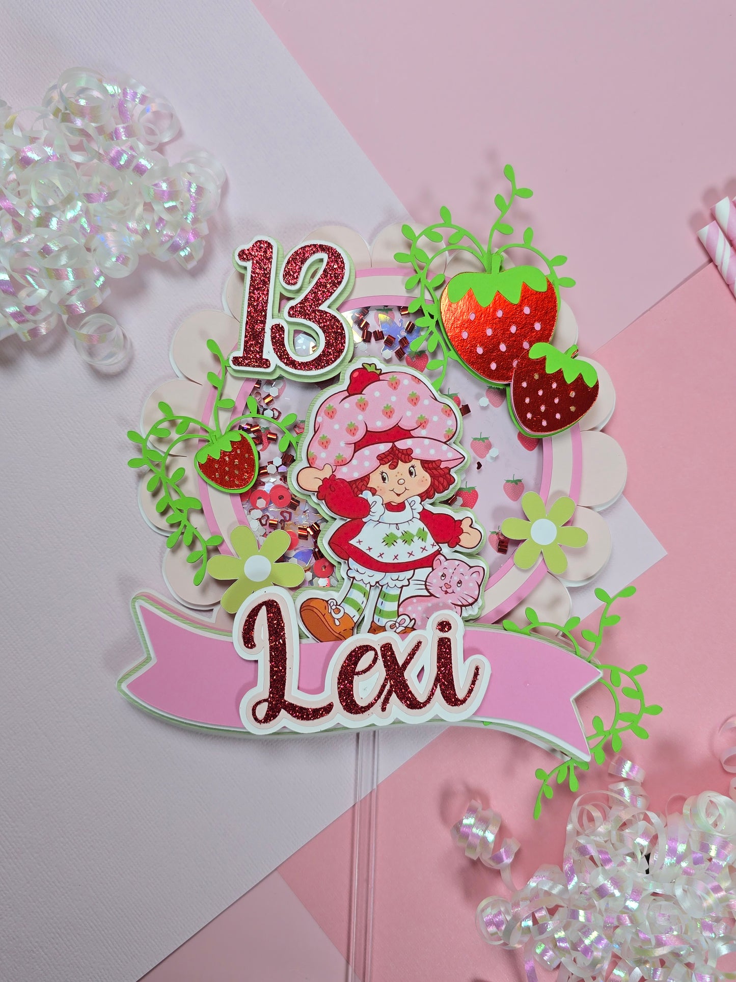 Strawberry shortcake Cake topper,  Strawberry shortcake birthday