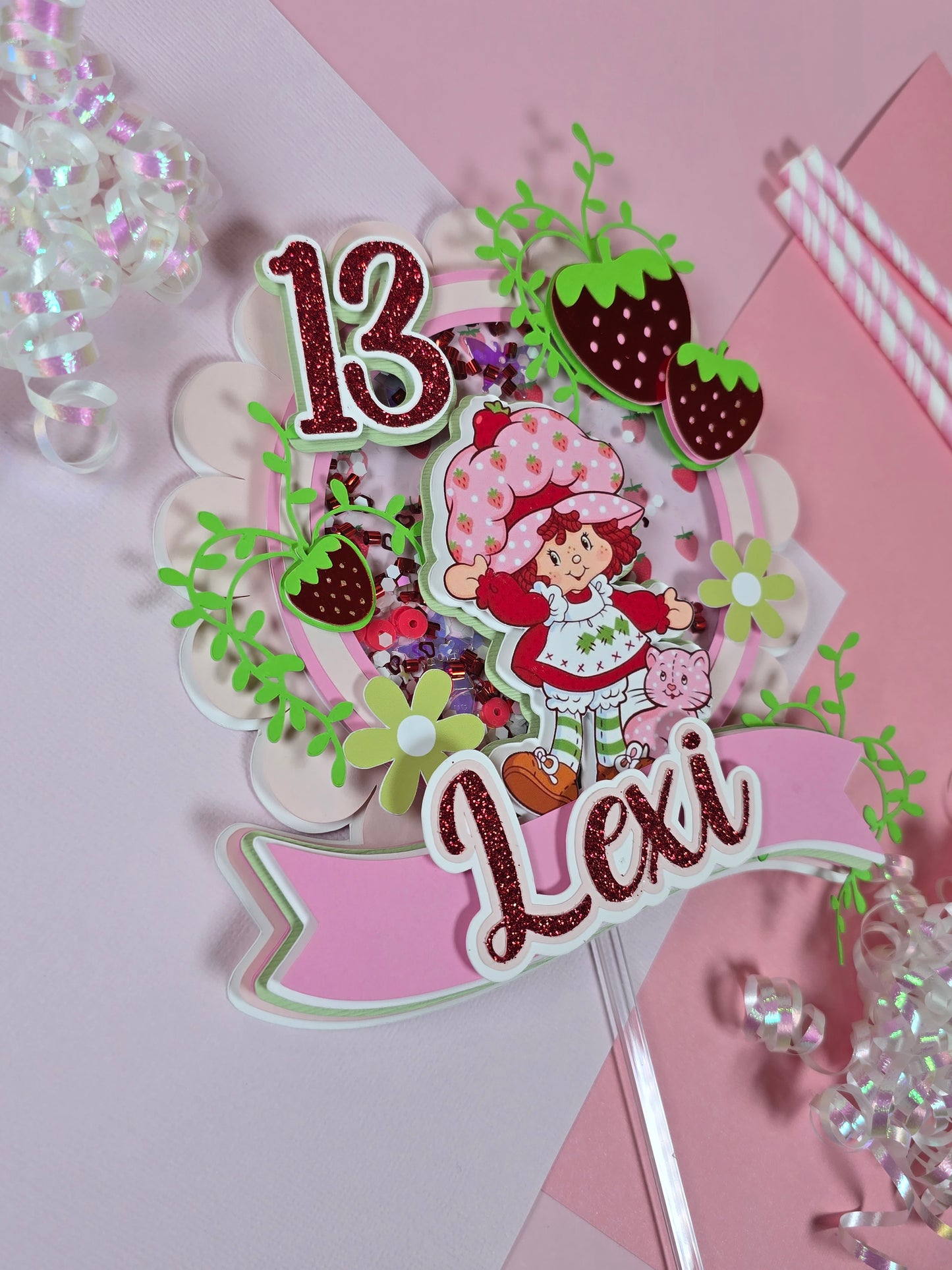 Strawberry shortcake Cake topper,  Strawberry shortcake birthday