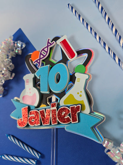 Science Cake topper Scientist birthday party Science birthday theme