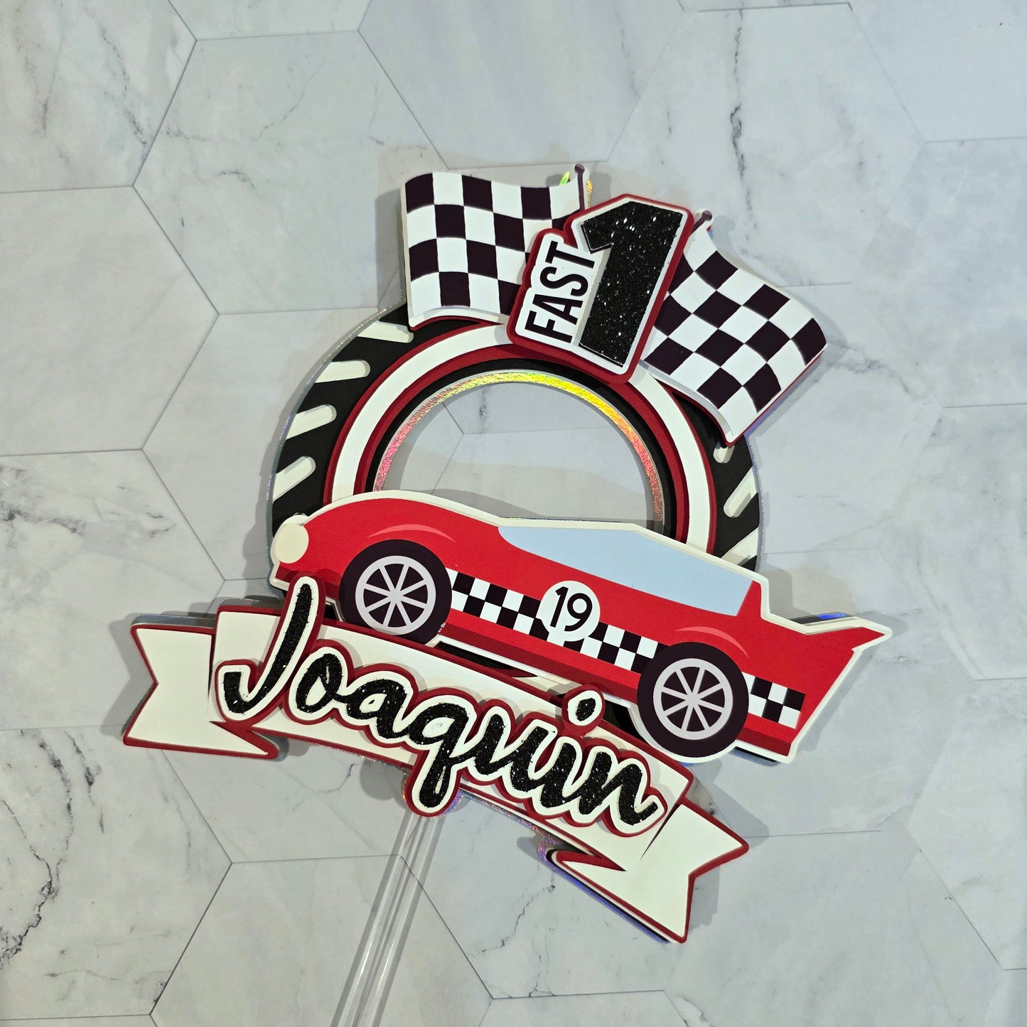 Race Car Cake topper, One fast birthday, Race cars Fast one party theme