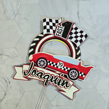 Race Car Cake topper, One fast birthday, Race cars Fast one party theme