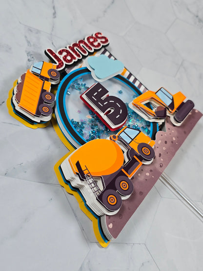 Construction cake topper, Excavator theme party, Construction birthday party