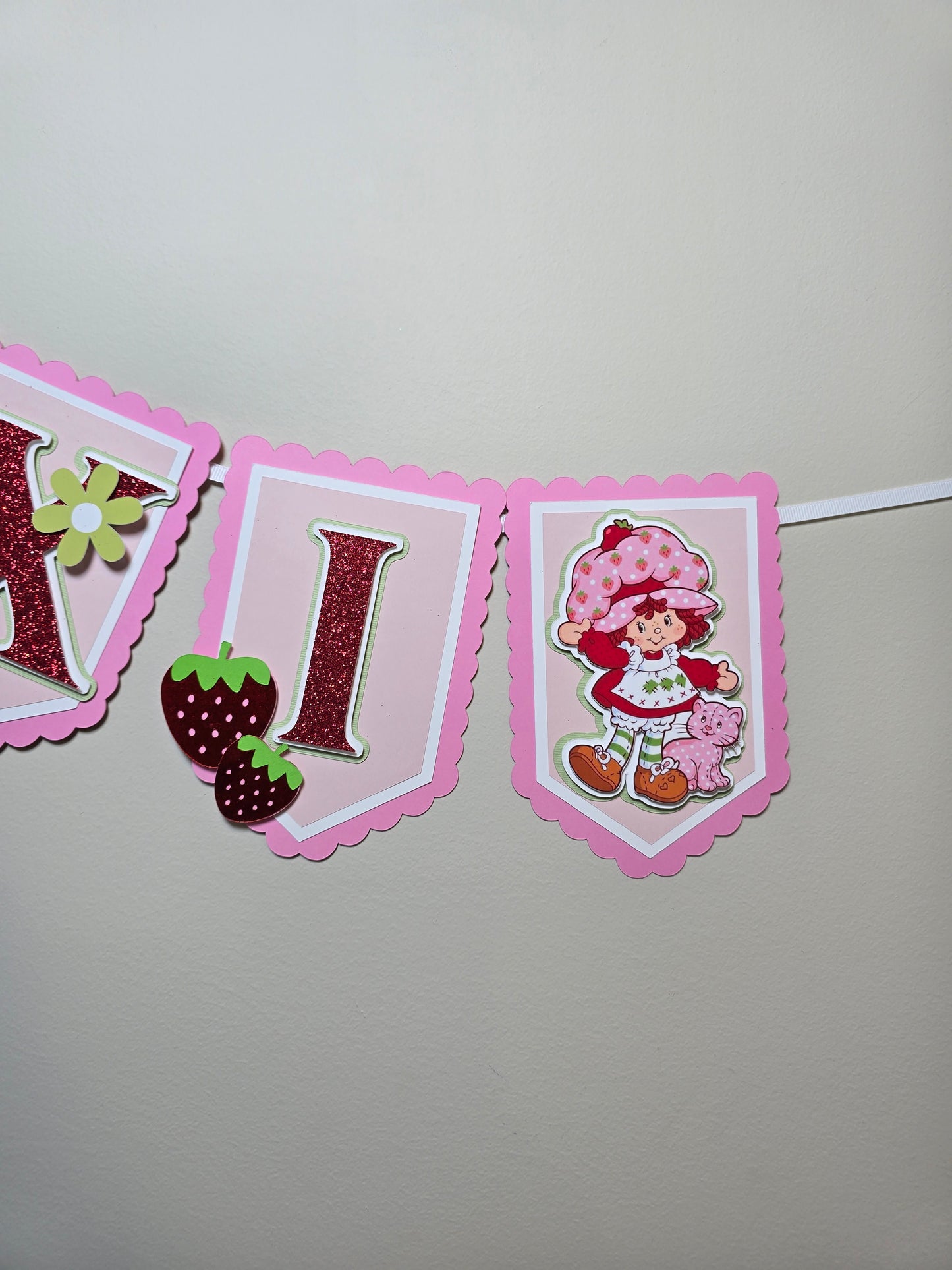 Strawberry shortcake banner, Strawberry shortcake theme banner, Strawberry shortcake party decoration