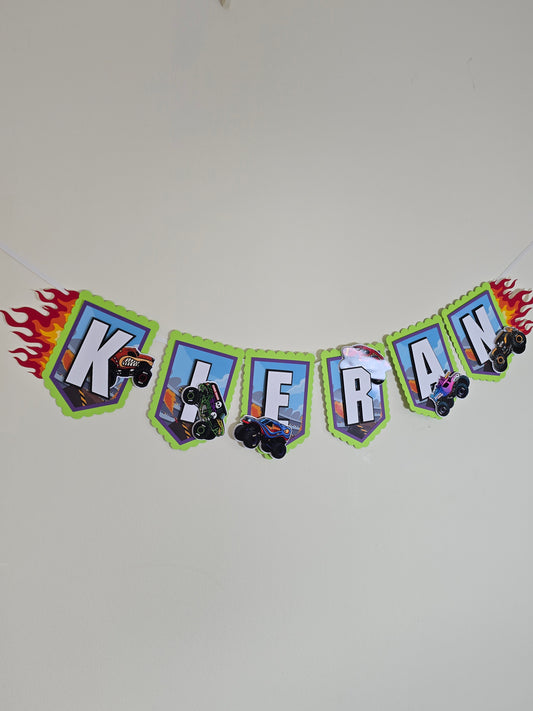 Monster Jam banner, Monster Jam theme banner, Monster Jam party decoration