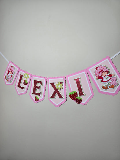Strawberry shortcake banner, Strawberry shortcake theme banner, Strawberry shortcake party decoration