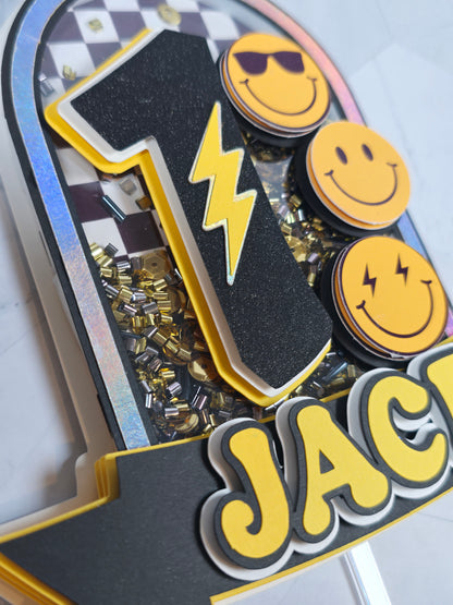 One Happy Dude Cake topper Shaker, One happy Dude birthday decorations, First Birthday Cake topper