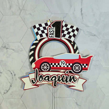 Race Car Cake topper, One fast birthday, Race cars Fast one party theme