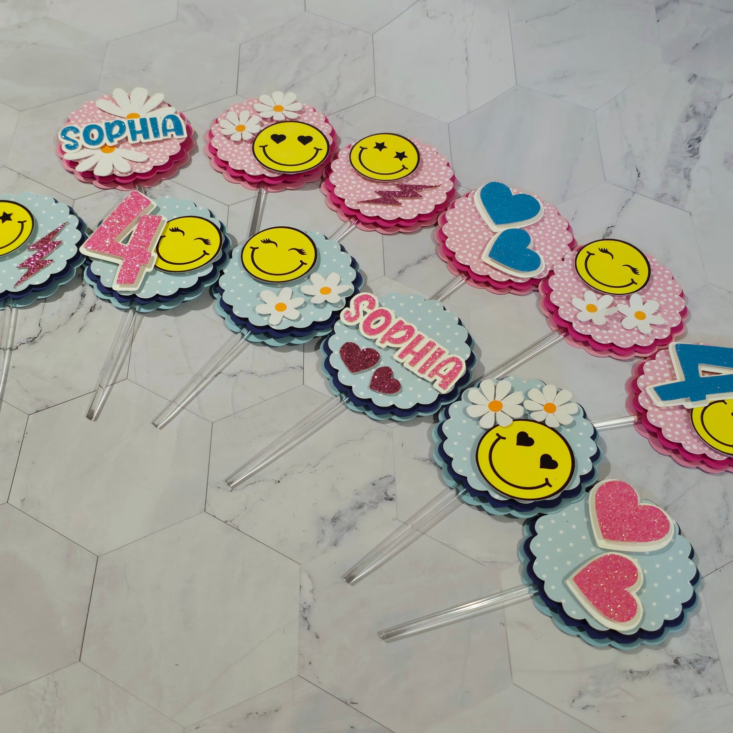 Happy Faces Cupcake Topper, Smiley face cupcake decor