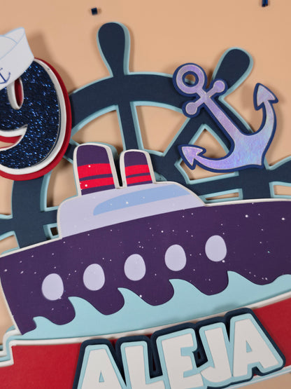 Nautical cake topper, Sailboat party decoration, Nautical theme party decor