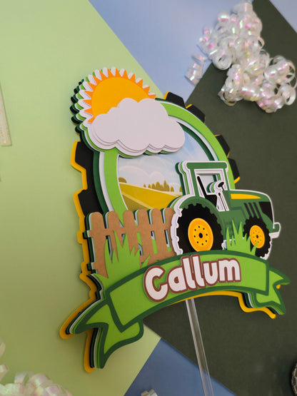 Tractor cake topper, Tractor / Farm theme party, Green Tractor birthday party