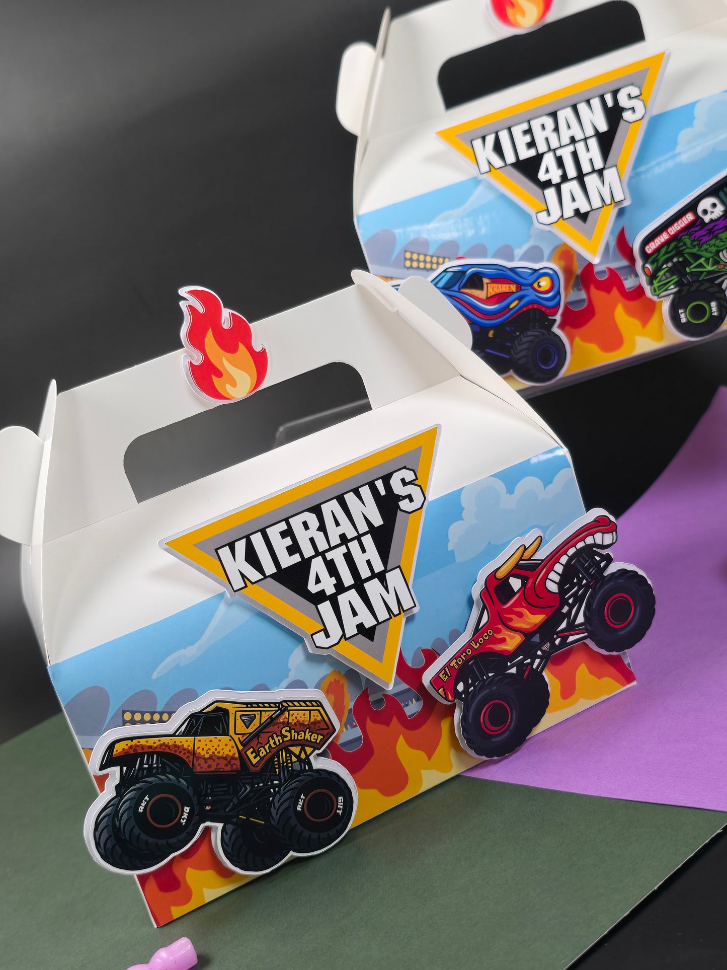 Monster Jam Gable boxes, Monster Jam party favors , Monster Jam birthday theme