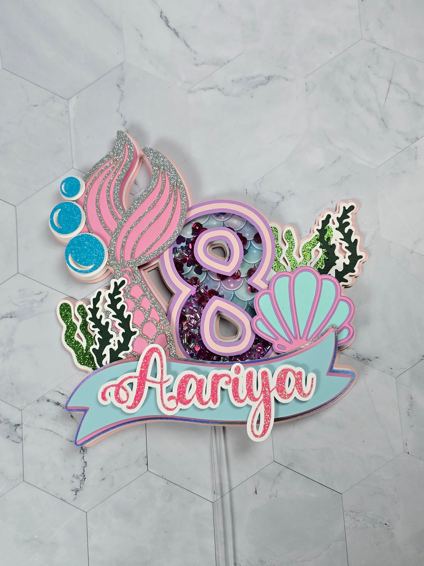 Mermaid cake topper, Under the sea party decoration, Mermaid birthday theme