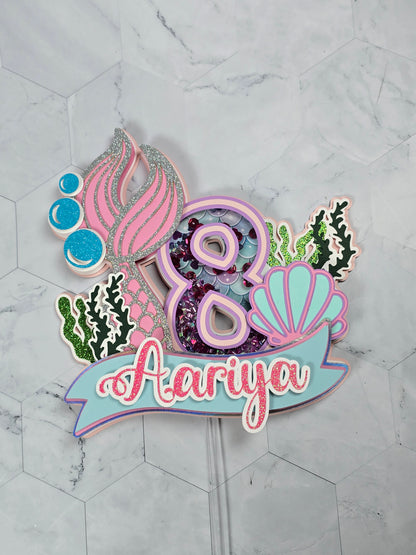 Mermaid cake topper, Under the sea party decoration, Mermaid birthday theme