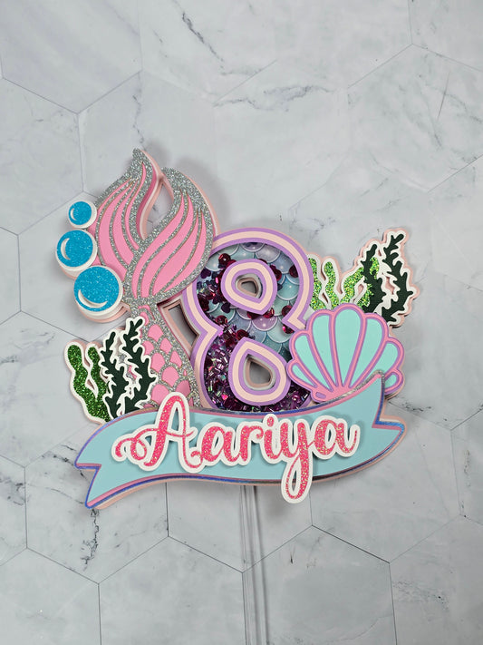 Mermaid cake topper, Under the sea party decoration, Mermaid birthday theme