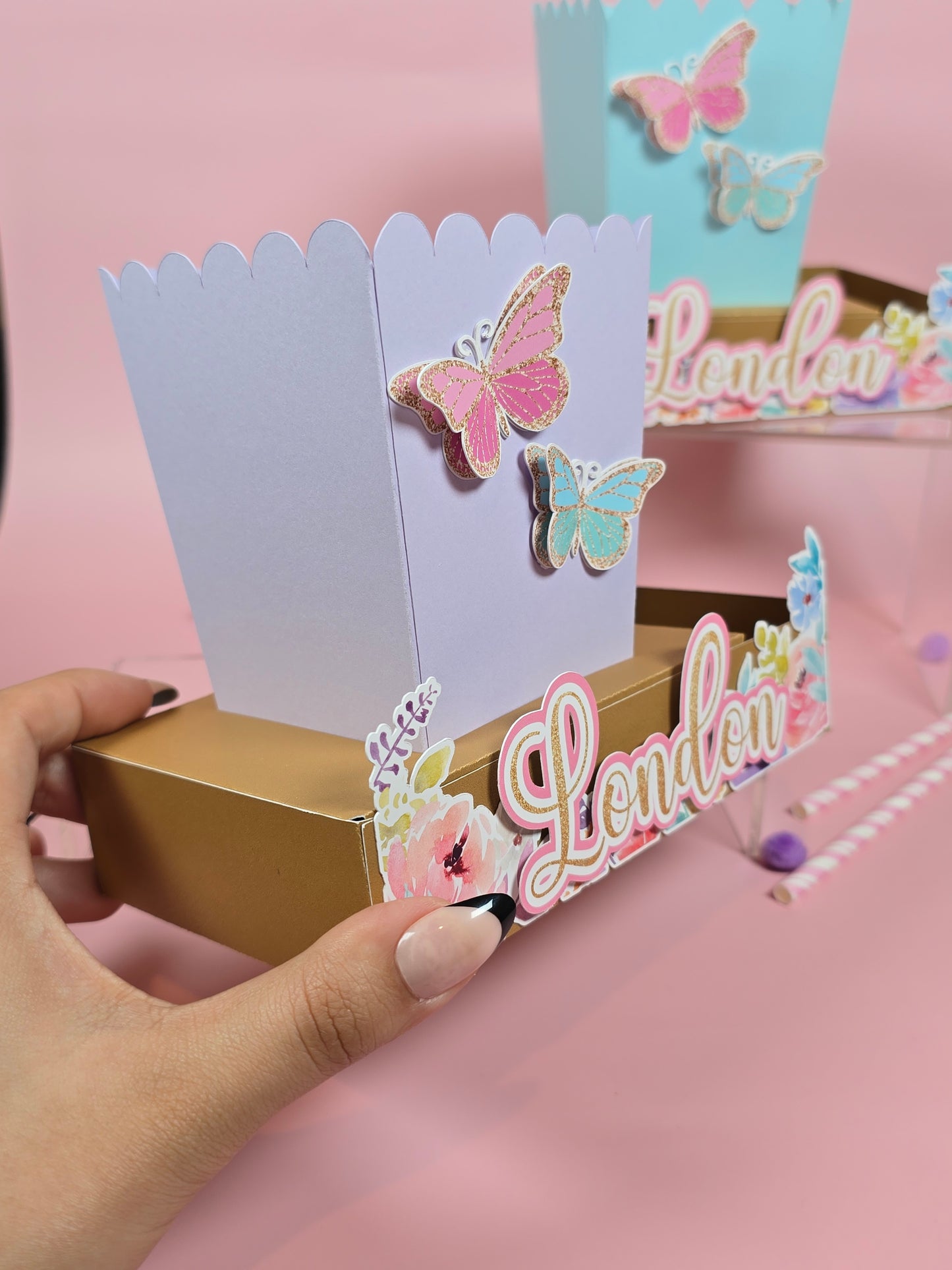 Butterflies Box popcorn Butterflies garden party favors Florar butterfly garden party theme movie night box for birthday theme Butterfly