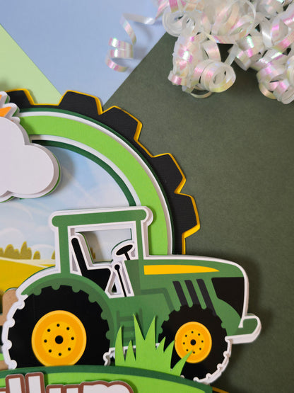 Tractor cake topper, Tractor / Farm theme party, Green Tractor birthday party
