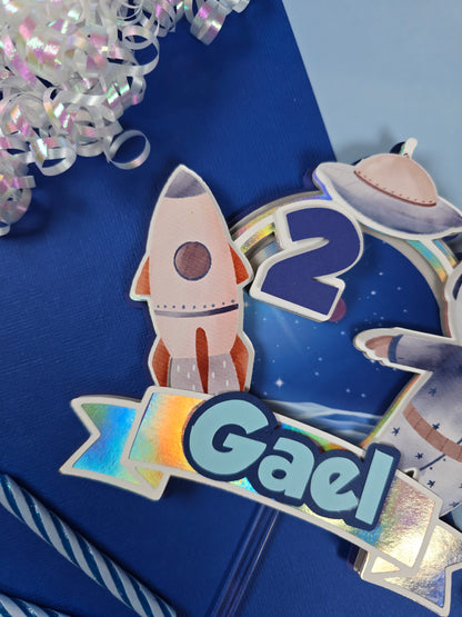Two the moon Cake topper, Space birthday theme, Astronaut Cake topper