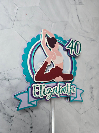 Yoga Cake topper, Yogui birthday party theme, yoga lover cake decor