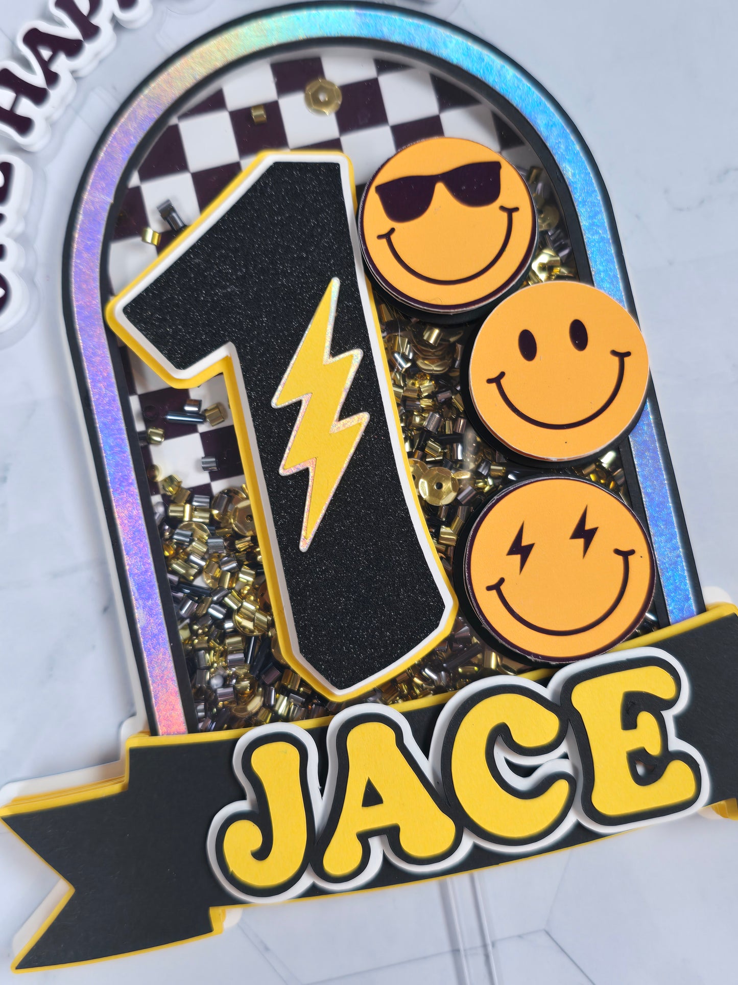 One Happy Dude Cake topper Shaker, One happy Dude birthday decorations, First Birthday Cake topper