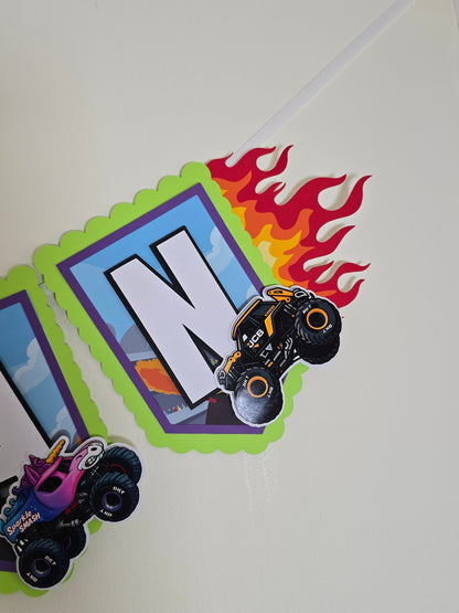 Monster Jam banner, Monster Jam theme banner, Monster Jam party decoration