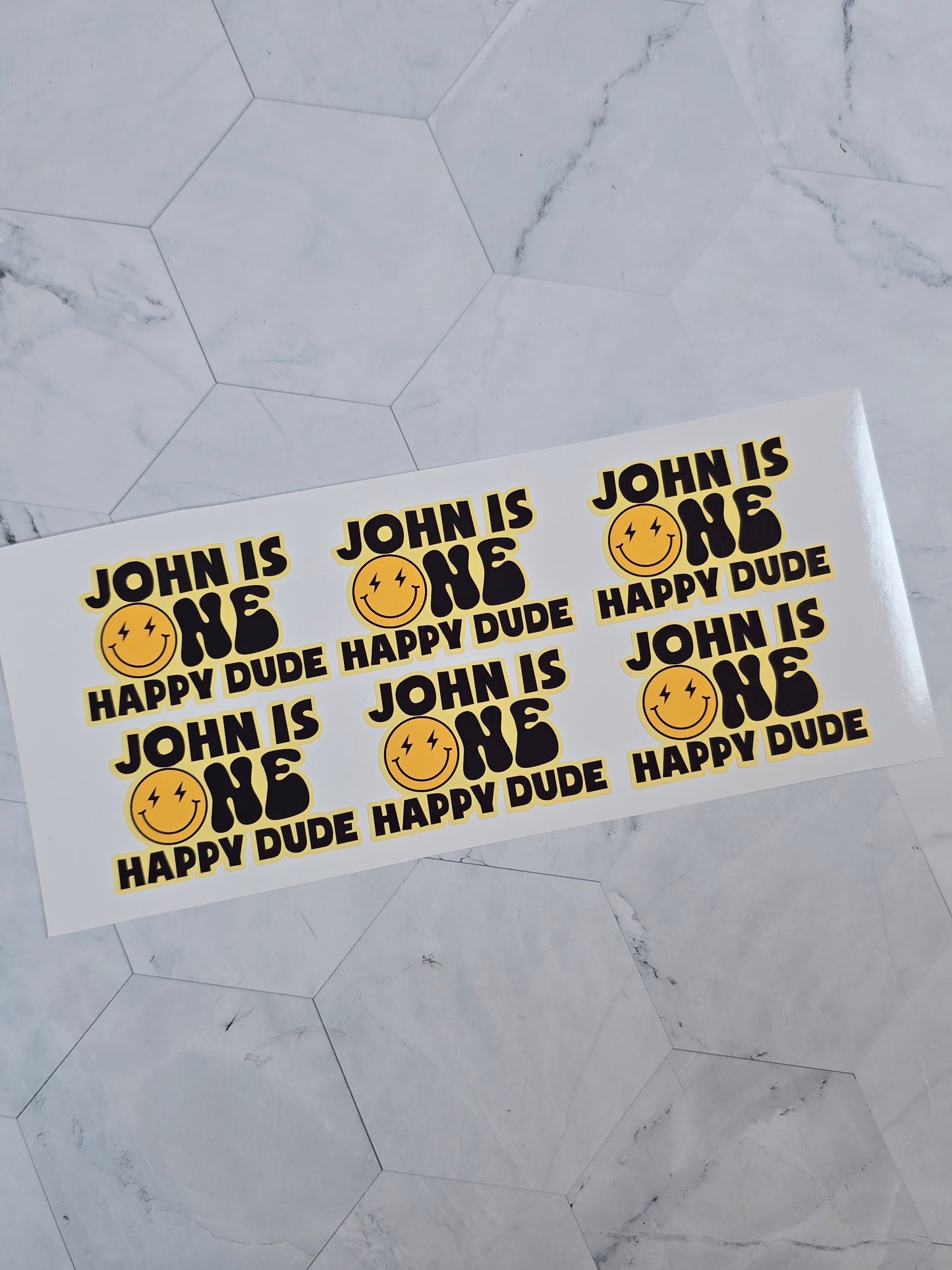One happy dude Stickers for cups, one happy dude waterproof stickers