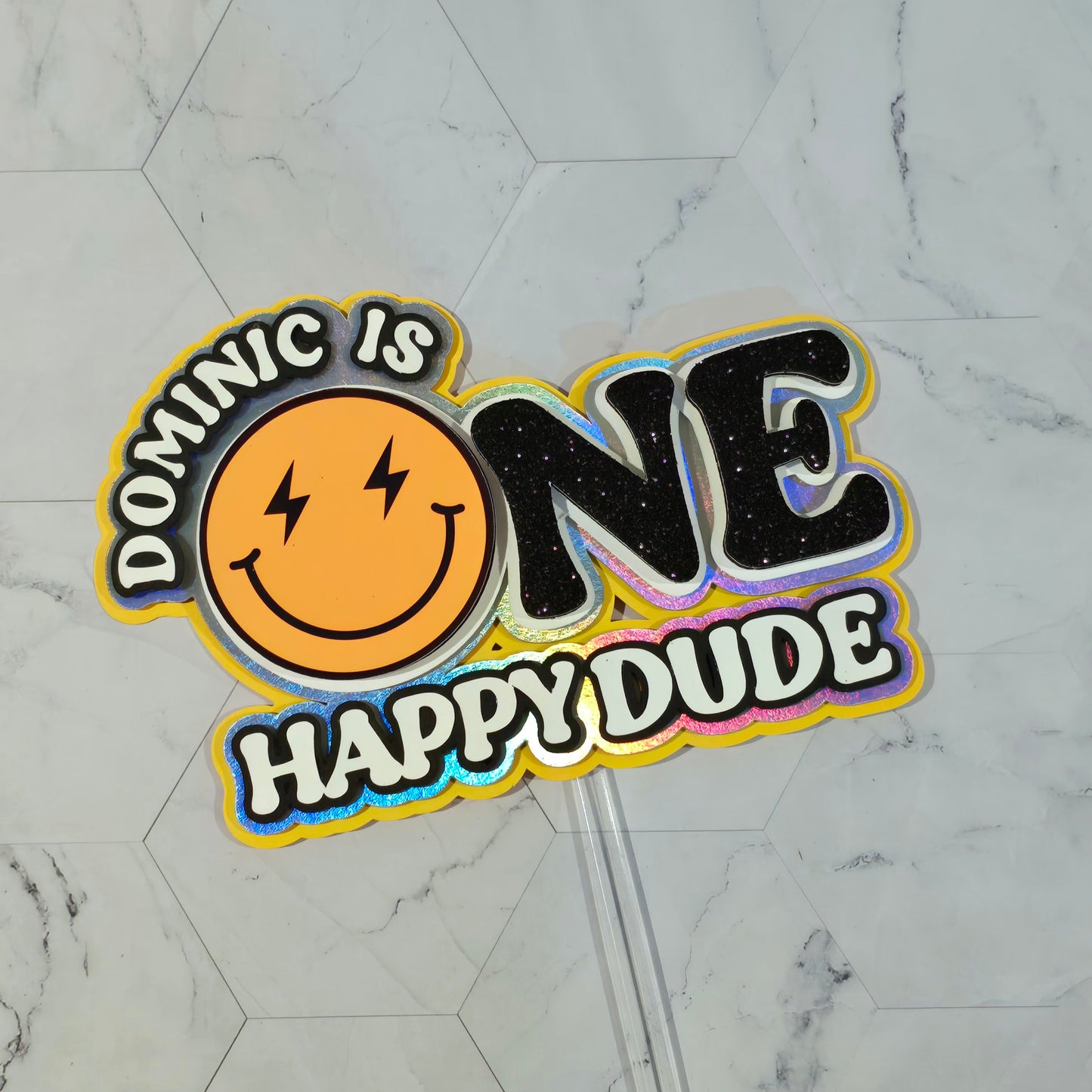 One Happy Dude Cake topper, One happy Dude birthday decorations, First Birthday Cake topper