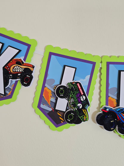 Monster Jam banner, Monster Jam theme banner, Monster Jam party decoration