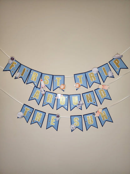 First trip around the sun Banner, Astronaut banner, Space theme banner