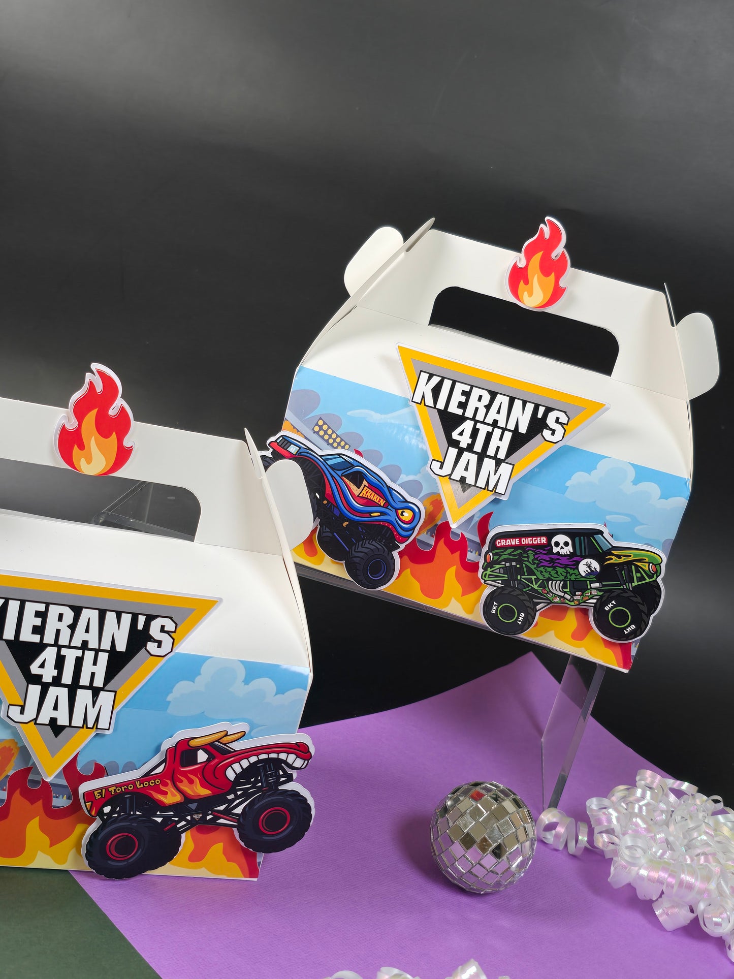 Monster Jam Gable boxes, Monster Jam party favors , Monster Jam birthday theme