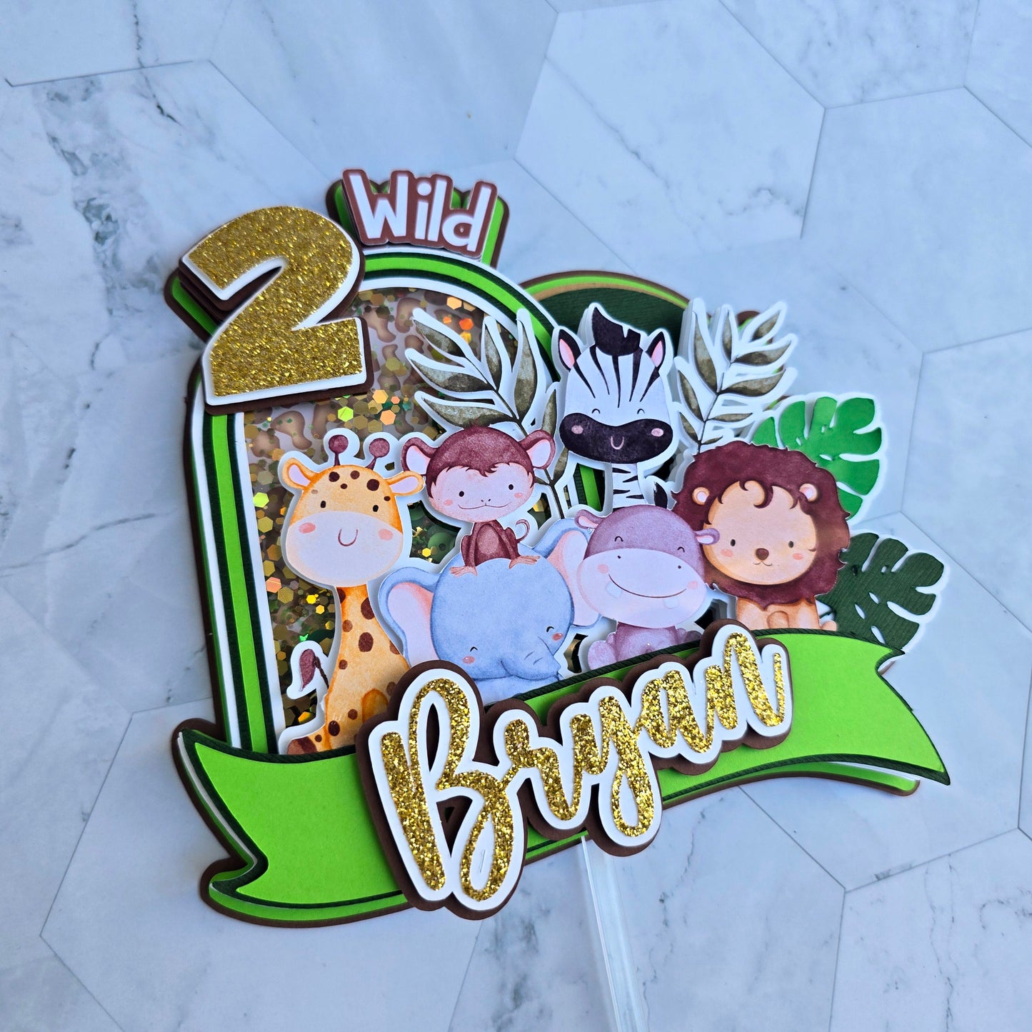 Two wild Cake topper, Safari Cake topper, Animals cake topper