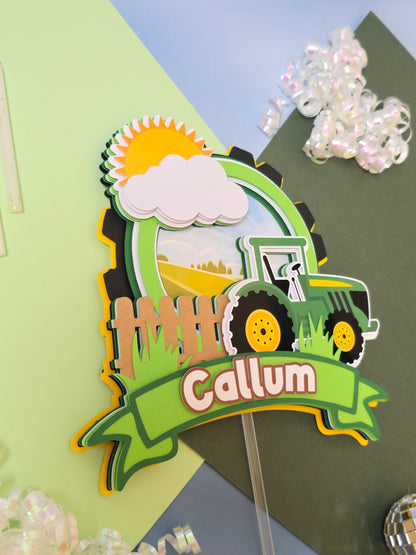 Tractor cake topper, Tractor / Farm theme party, Green Tractor birthday party