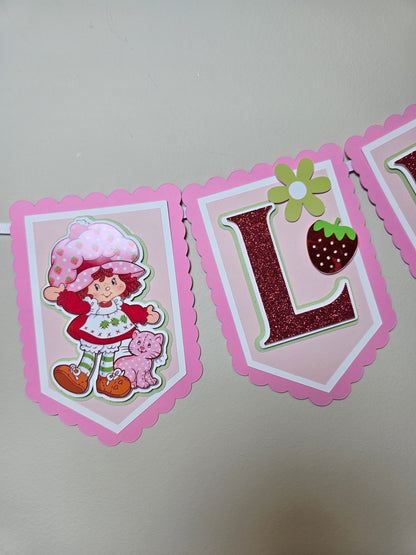 Strawberry shortcake banner, Strawberry shortcake theme banner, Strawberry shortcake party decoration