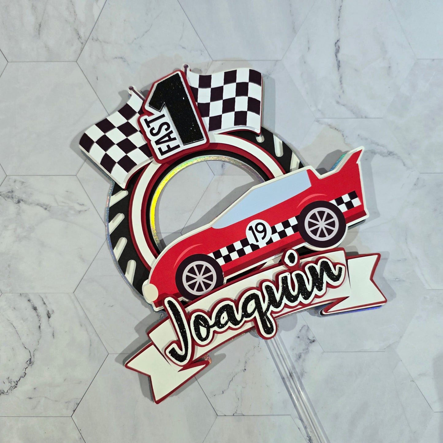 Race Car Cake topper, One fast birthday, Race cars Fast one party theme