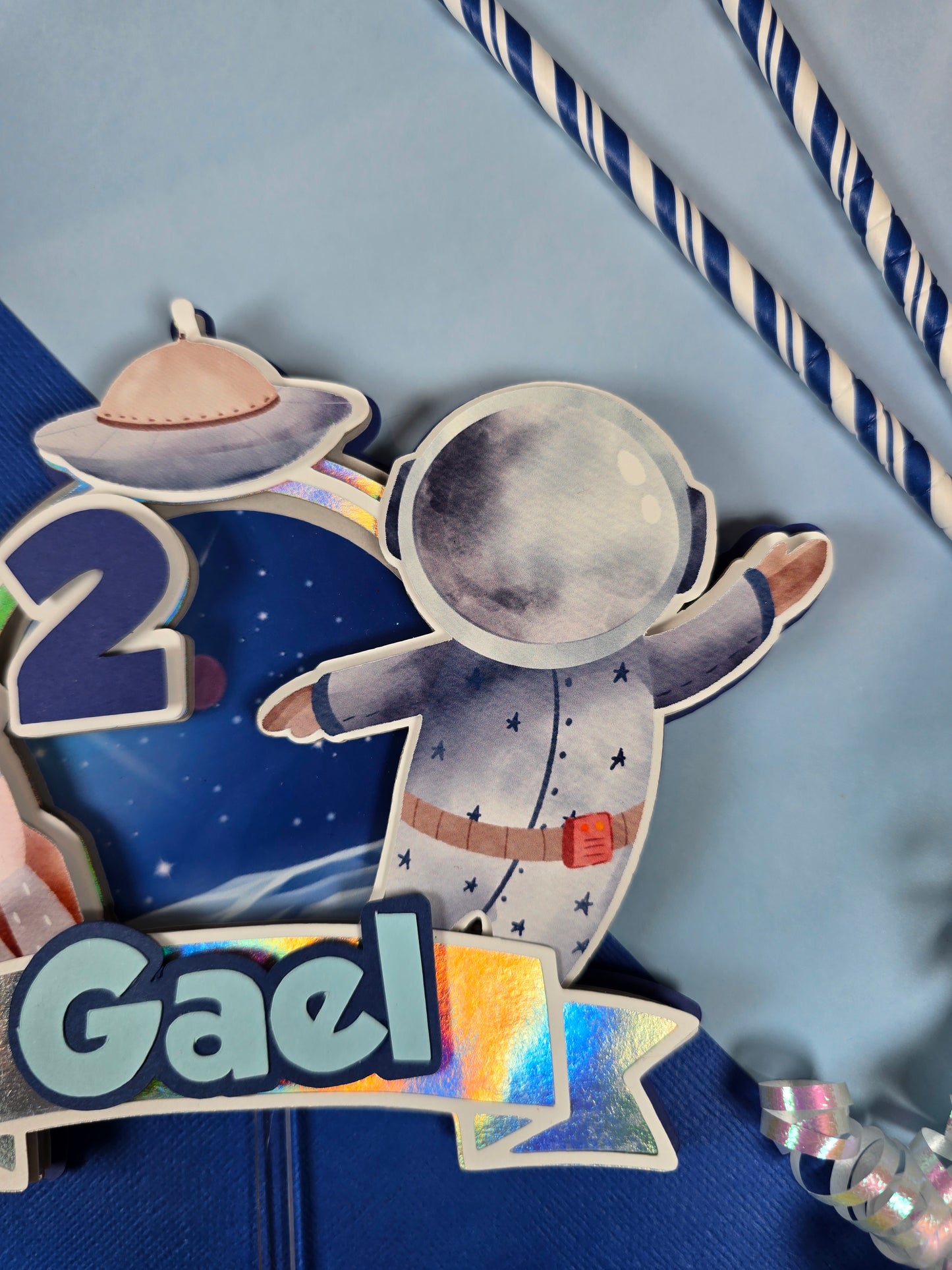 Two the moon Cake topper, Space birthday theme, Astronaut Cake topper