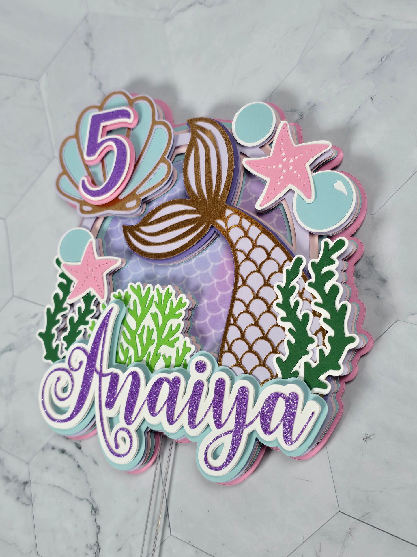 Mermaid cake topper, Under the sea party decoration, Mermaid birthday theme