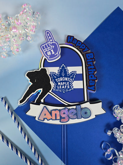 Maple Leaf Toronto Cake topper, Hockey party theme, Hockey cake topper