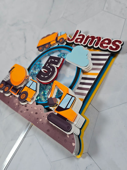 Construction cake topper, Excavator theme party, Construction birthday party