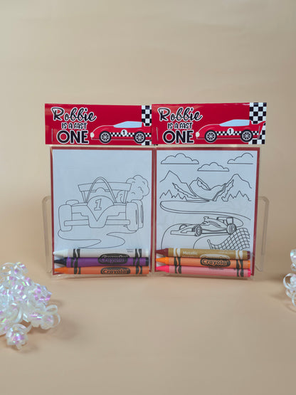 Race car coloring books Formula 1 coloring pages Race cars party favors fast one birthday theme party