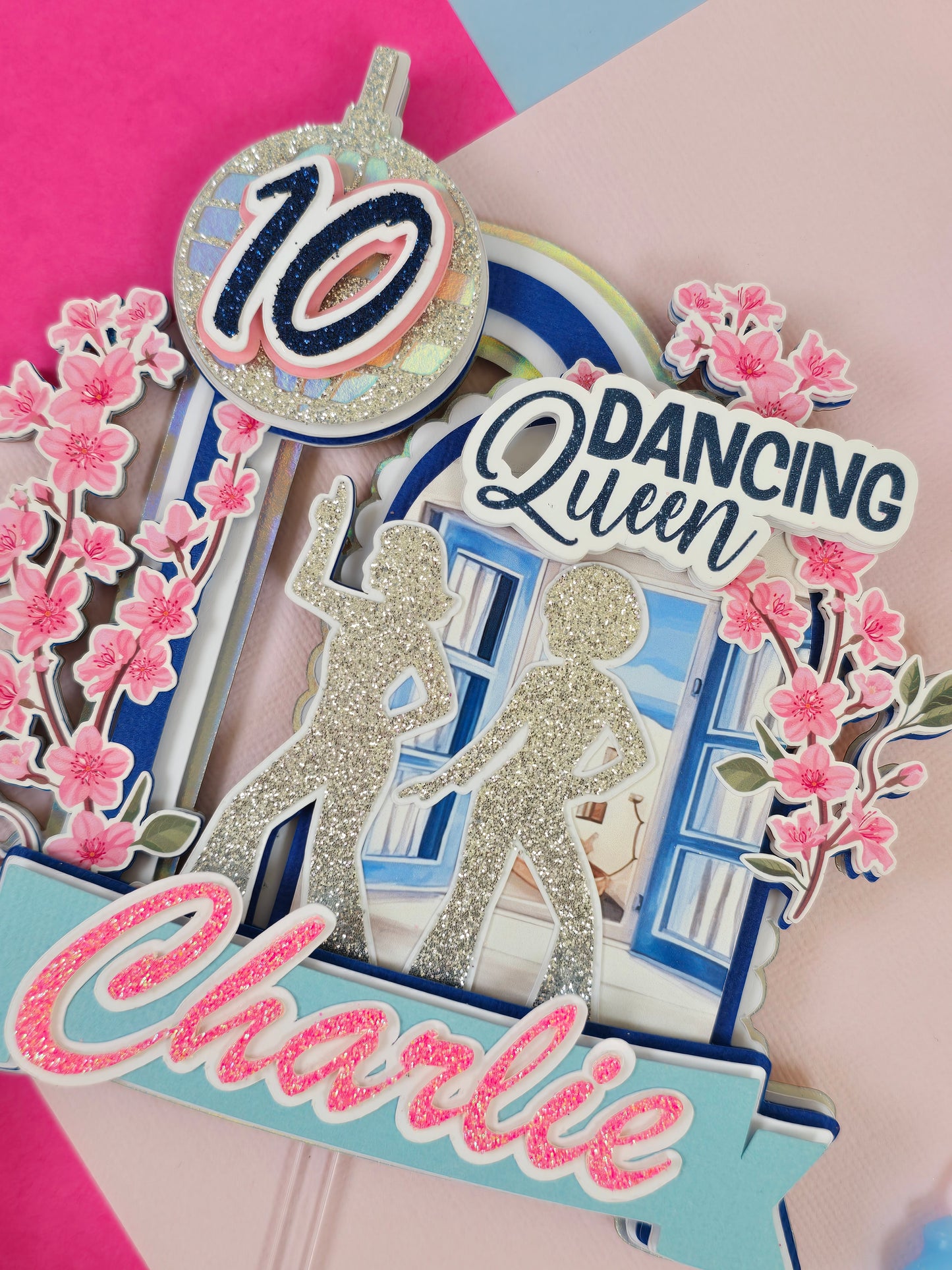 Mamma mia inspiredcake topper, Dancing queen Cake topper, Greek cake topper