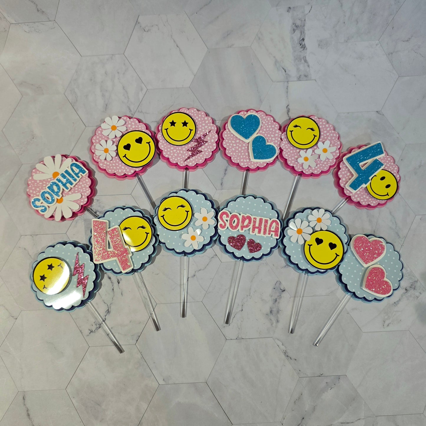 Happy Faces Cupcake Topper, Smiley face cupcake decor
