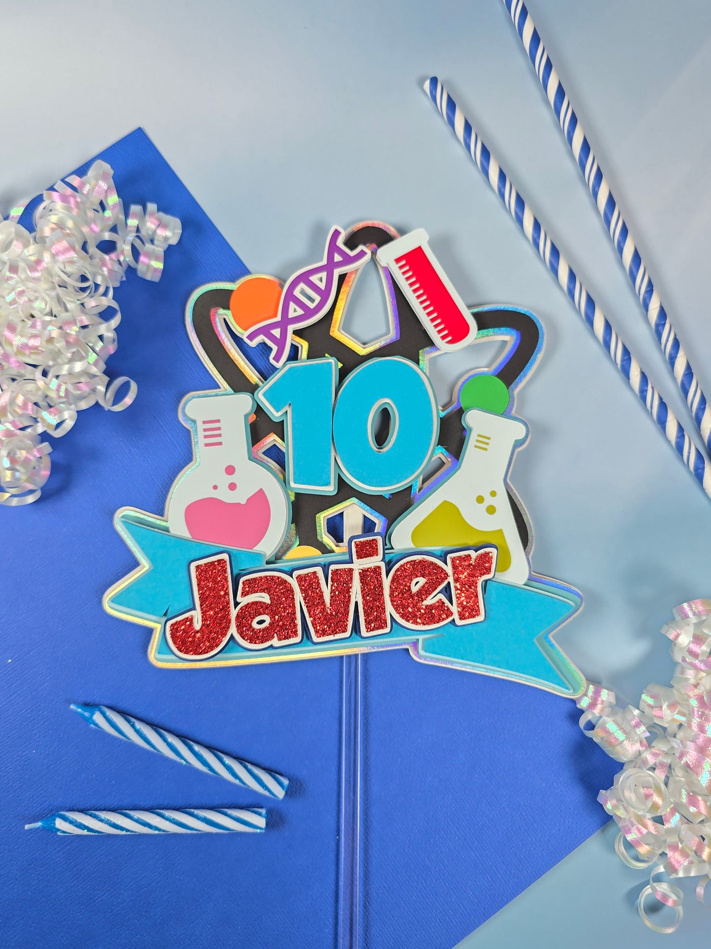 Science Cake topper Scientist birthday party Science birthday theme