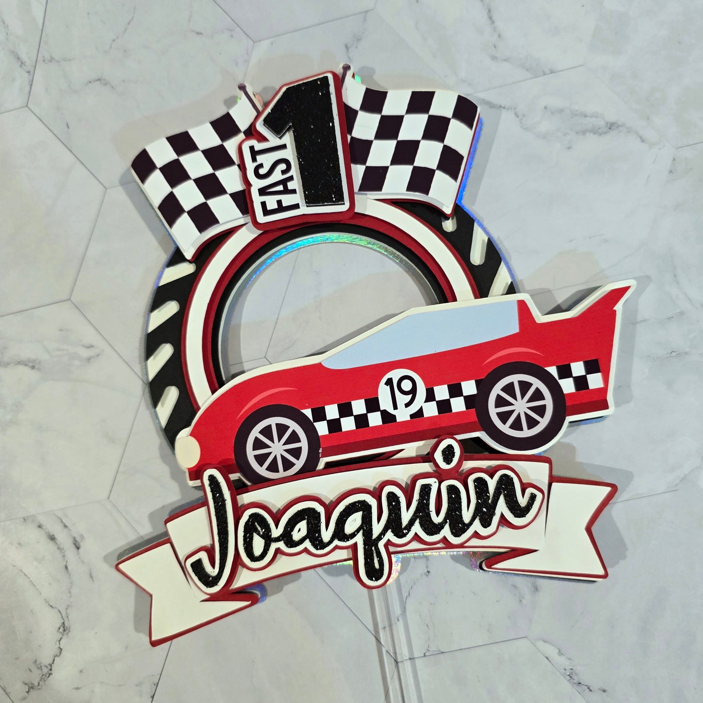 Race Car Cake topper, One fast birthday, Race cars Fast one party theme