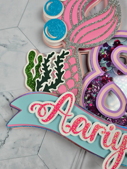 Mermaid cake topper, Under the sea party decoration, Mermaid birthday theme