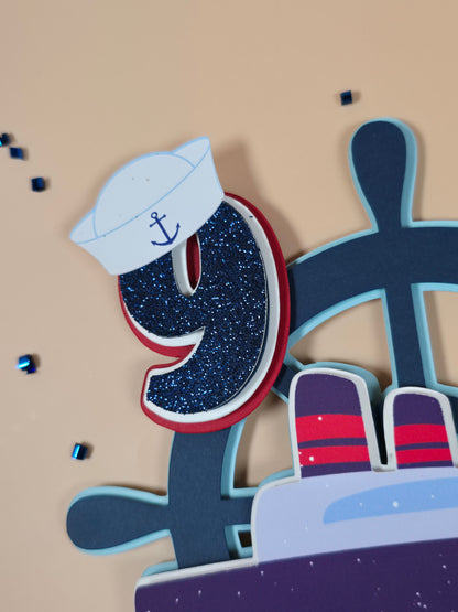 Nautical cake topper, Sailboat party decoration, Nautical theme party decor